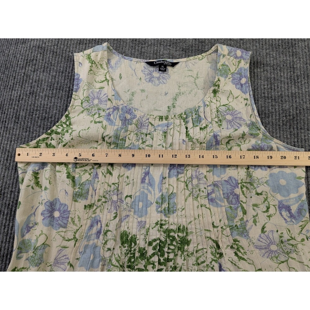 Chadwicks of Boston Linen Blend Maxi Dress Womens XL Floral Sleeveless Cottage - Picture 7 of 8